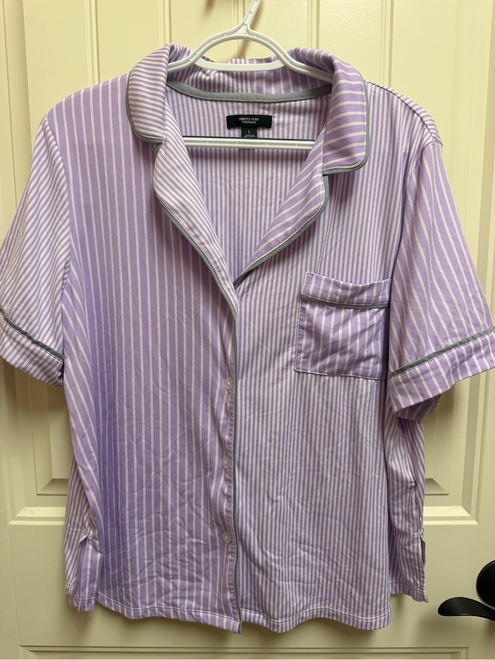 Simply Vera Vera Wang Lavender & White Striped Short-Sleeve Pajama set